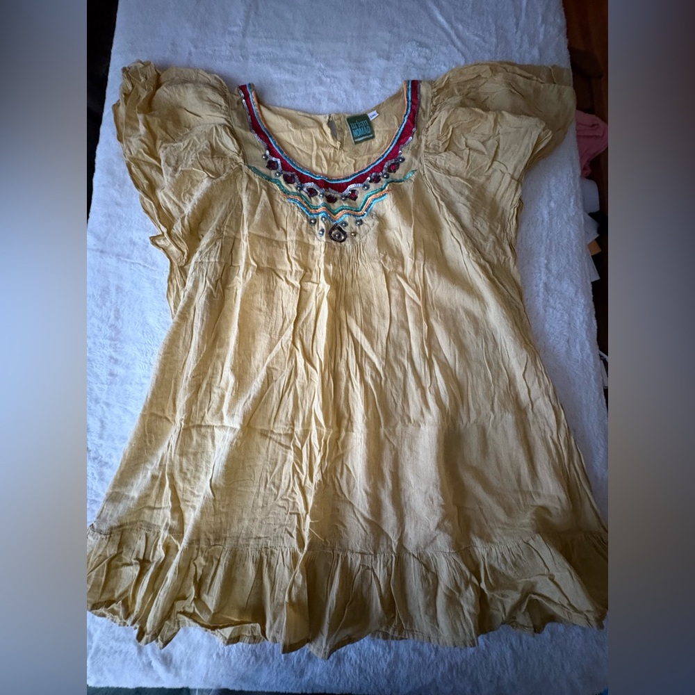 Nomad Yellow Blouse with Vibrant Embroidery